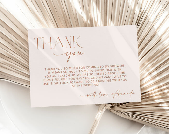 Minimal Boho Thank You Card Bridal Shower Stationery