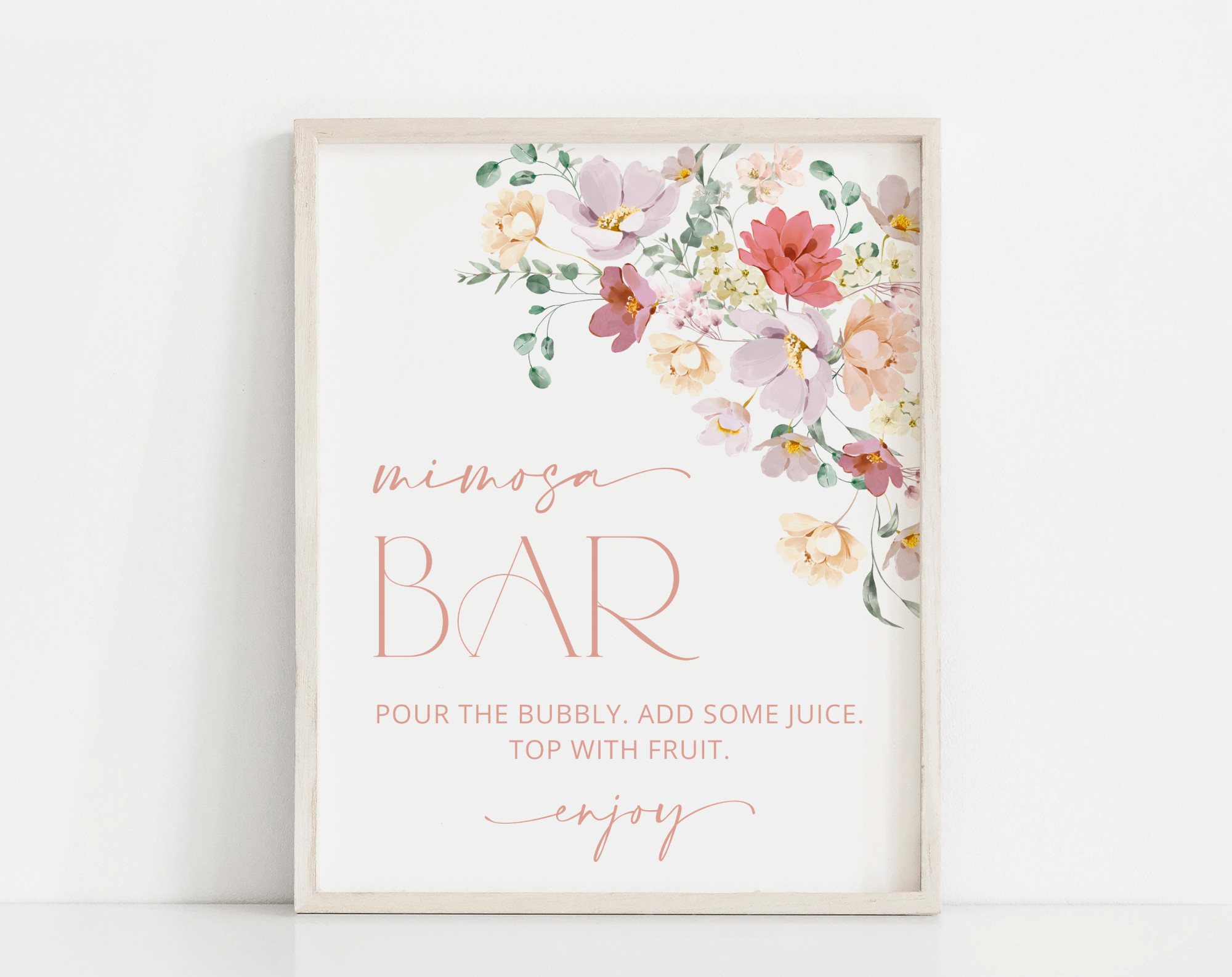 Colorful Flowers Mimosa Bar Sign, Bridal Shower Sign, Printable File, Edit Yourself, SH40