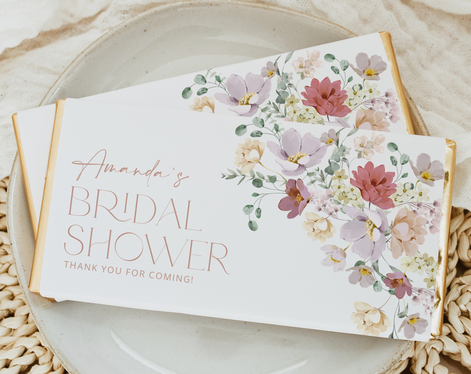 Colorful Flowers Chocolate Bar Wrapper, Candy Bar Wrapper, Bridal Shower, Printable File, Edit Yourself, SH40