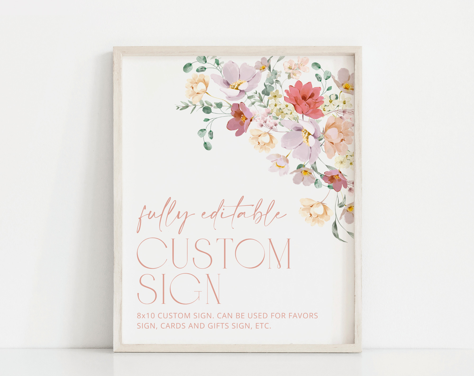 Colorful Flowers Custom Sign, Bridal Shower Sign, Printable File, Edit Yourself, SH40