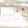 Colorful Flowers Food Label, Bridal Shower Decoration, Printable File, Edit Yourself, SH40 Colorful Flowers Food Label, Bridal Shower Decoration, Printable File, Edit Yourself, SH40