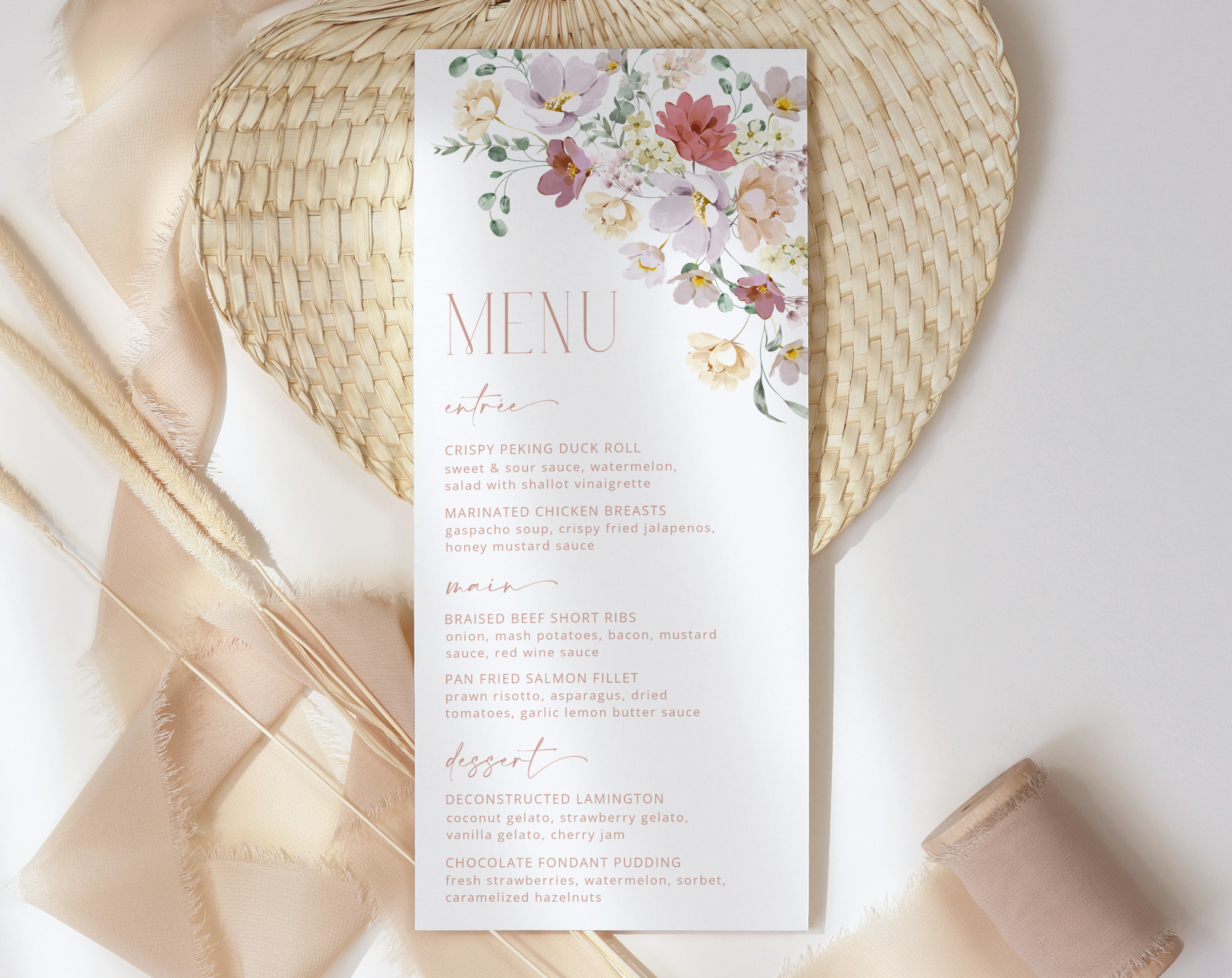 Colorful Flowers Menu - Bridal Shower Stationery