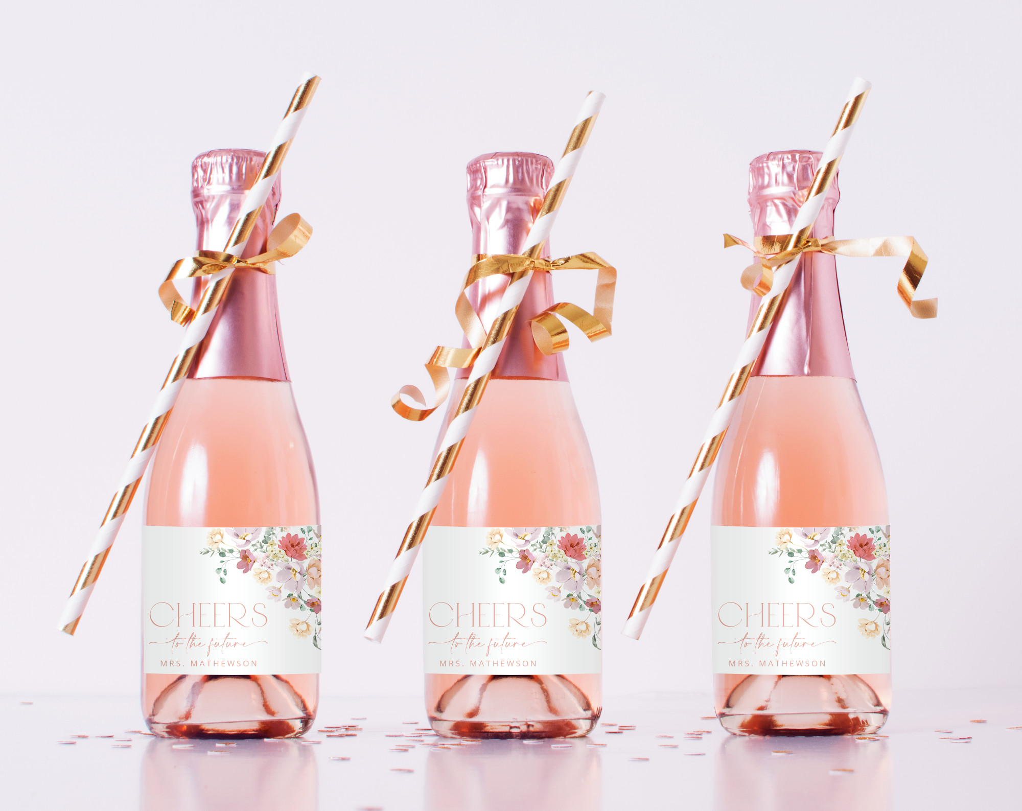 Colorful Flowers Mini Champagne Labels, Bridal Shower Decoration, Printable File, Edit Yourself, SH40 Colorful Flowers Mini Champagne Labels, Bridal Shower Decoration, Printable File, Edit Yourself, SH40