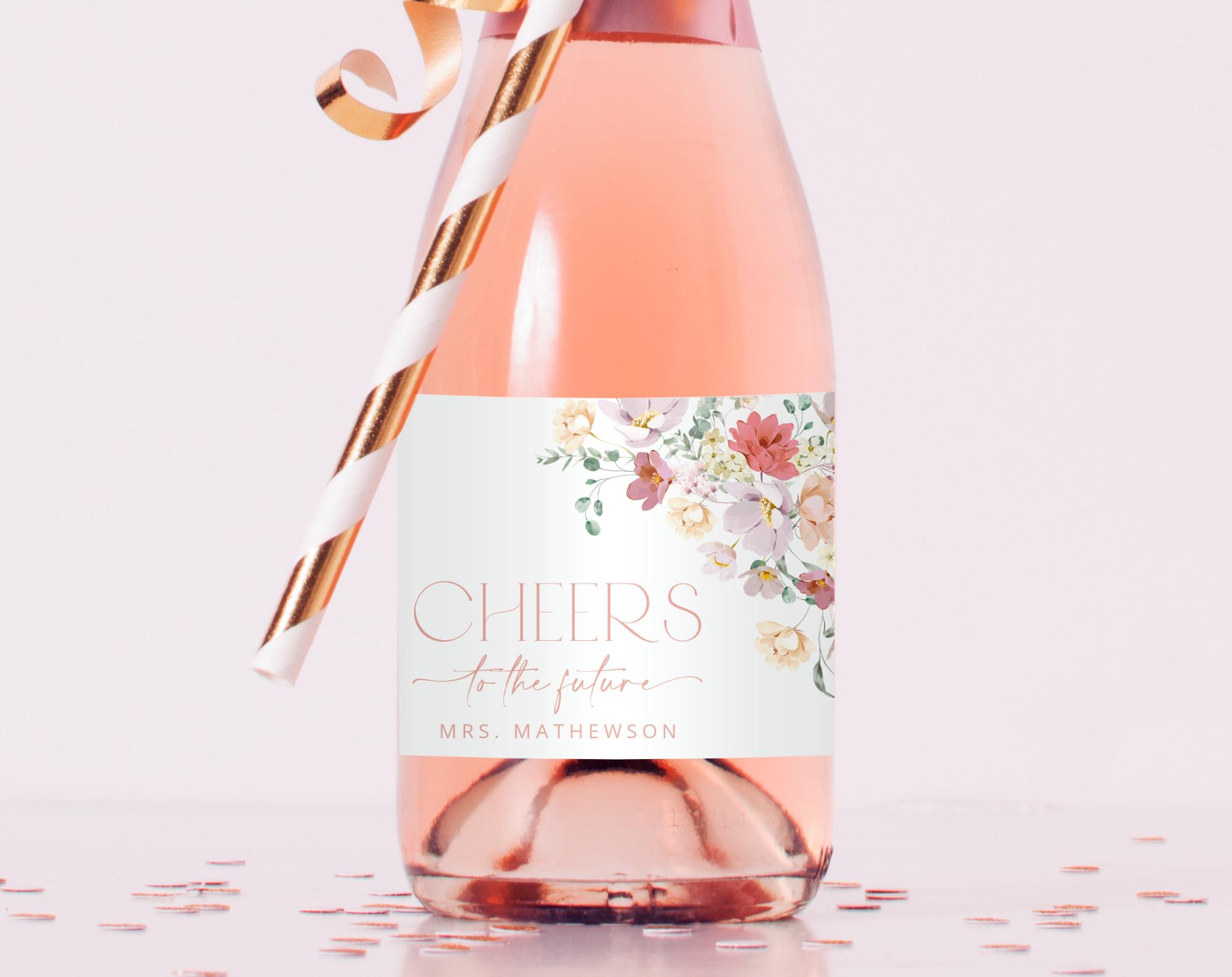 Colorful Flowers Mini Champagne Labels, Bridal Shower Decoration, Printable File, Edit Yourself, SH40 Colorful Flowers Mini Champagne Labels, Bridal Shower Decoration, Printable File, Edit Yourself, SH40