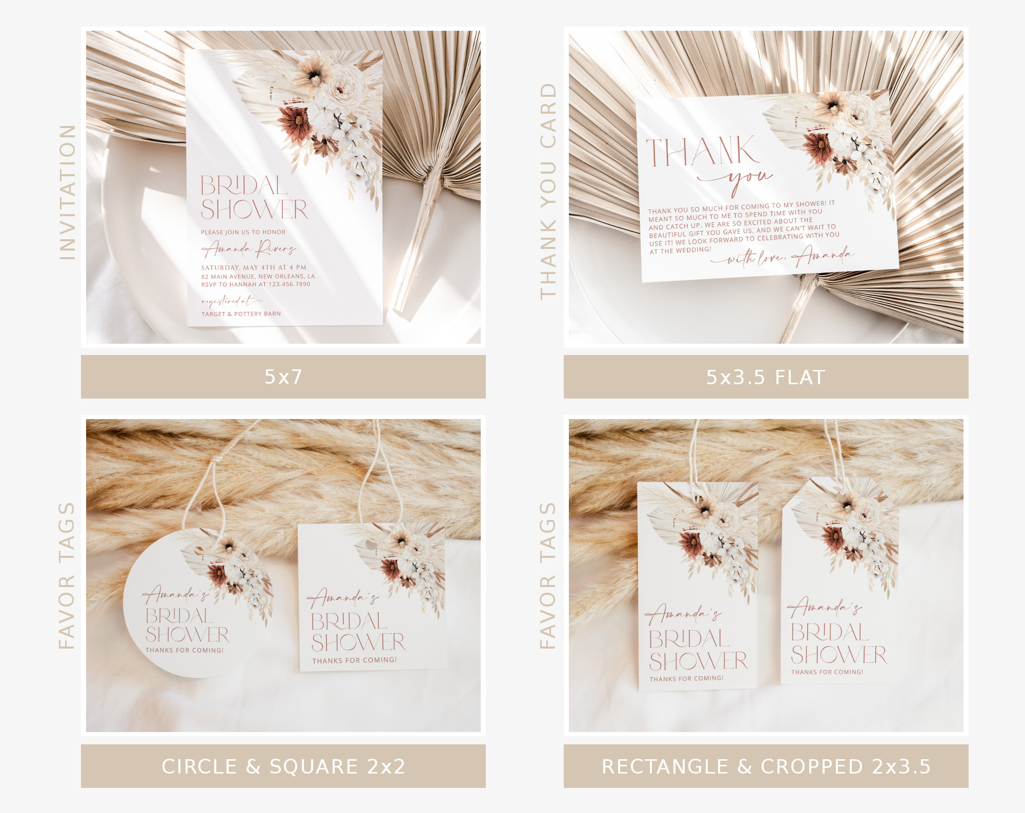 Pampas Grass Terracotta Bridal Shower Bundle, Printable File, Edit Yourself, SH13 Pampas Grass Terracotta Bridal Shower Bundle, Printable File, Edit Yourself, SH13