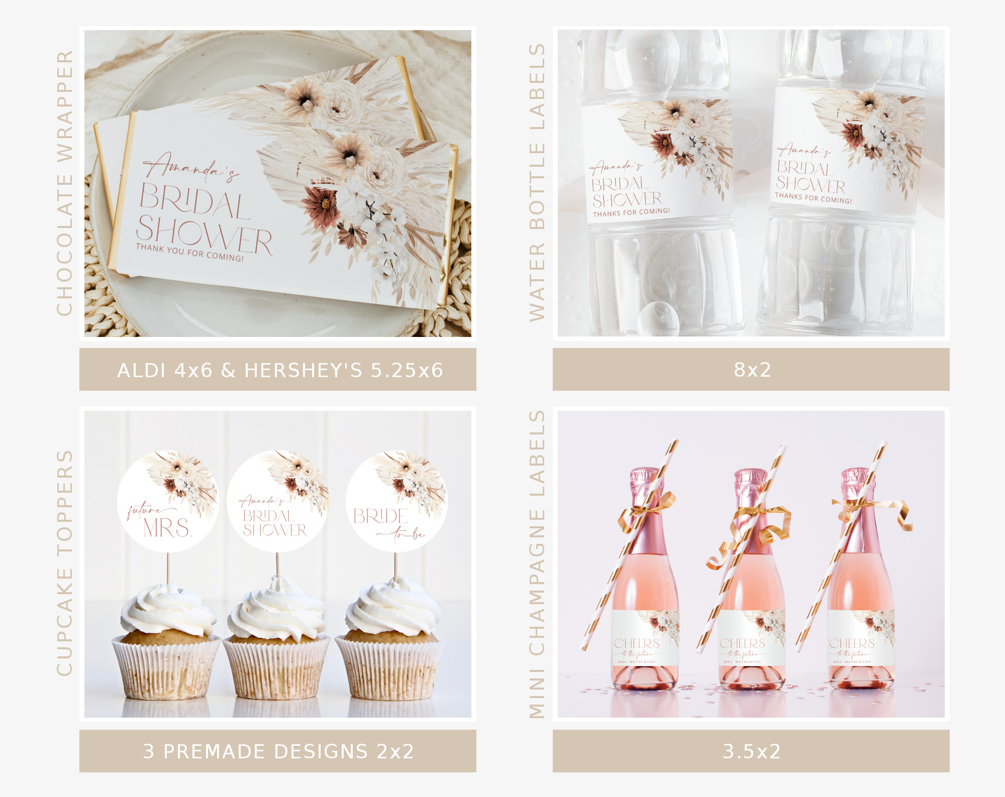 Pampas Grass Terracotta Bridal Shower Bundle, Printable File, Edit Yourself, SH13 Pampas Grass Terracotta Bridal Shower Bundle, Printable File, Edit Yourself, SH13