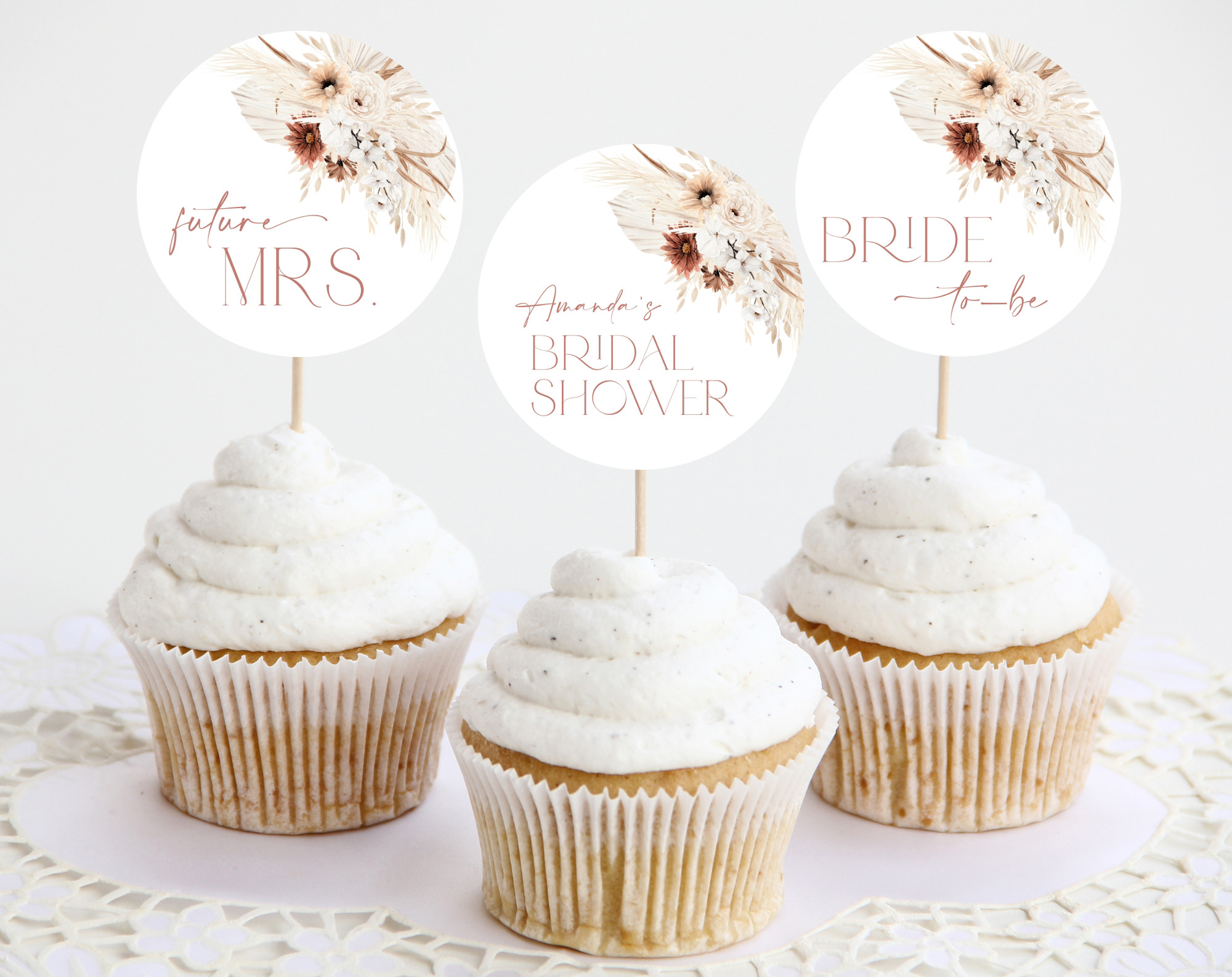 Pampas Grass Terracotta Cupcake Toppers, Bridal Shower Decoration, Printable File, Edit Yourself, SH13 Pampas Grass Terracotta Cupcake Toppers, Bridal Shower Decoration, Printable File, Edit Yourself, SH13