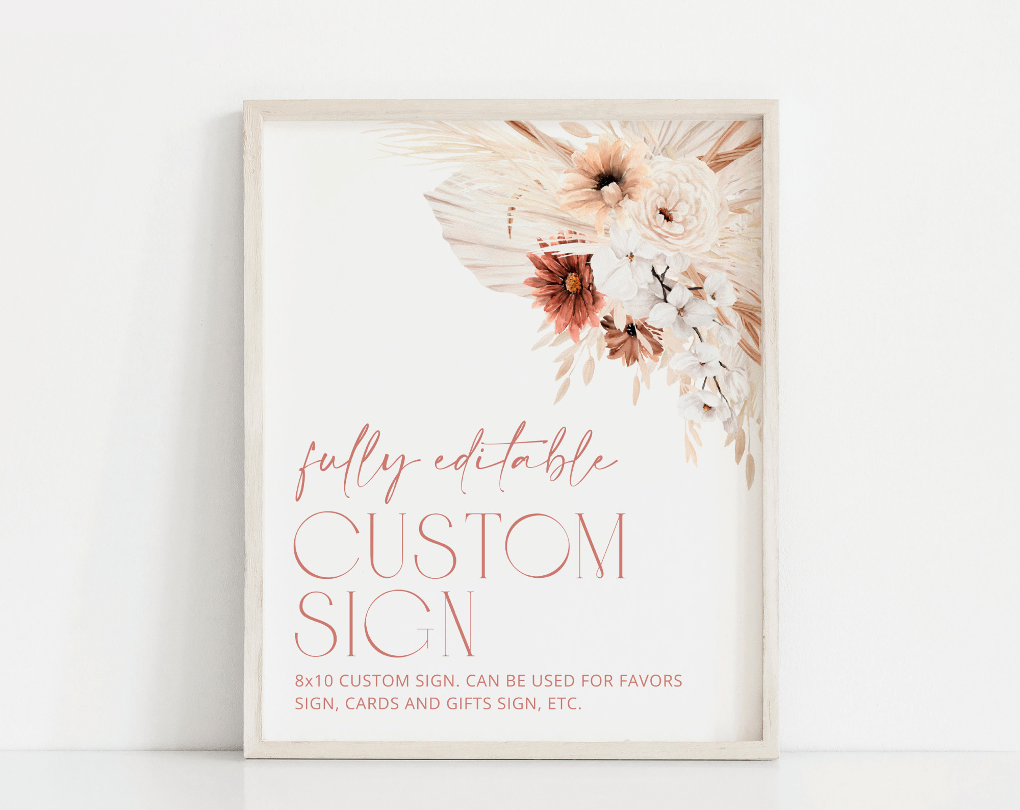 Pampas Grass Terracotta Custom Sign, Bridal Shower Sign, Printable File, Edit Yourself, SH13