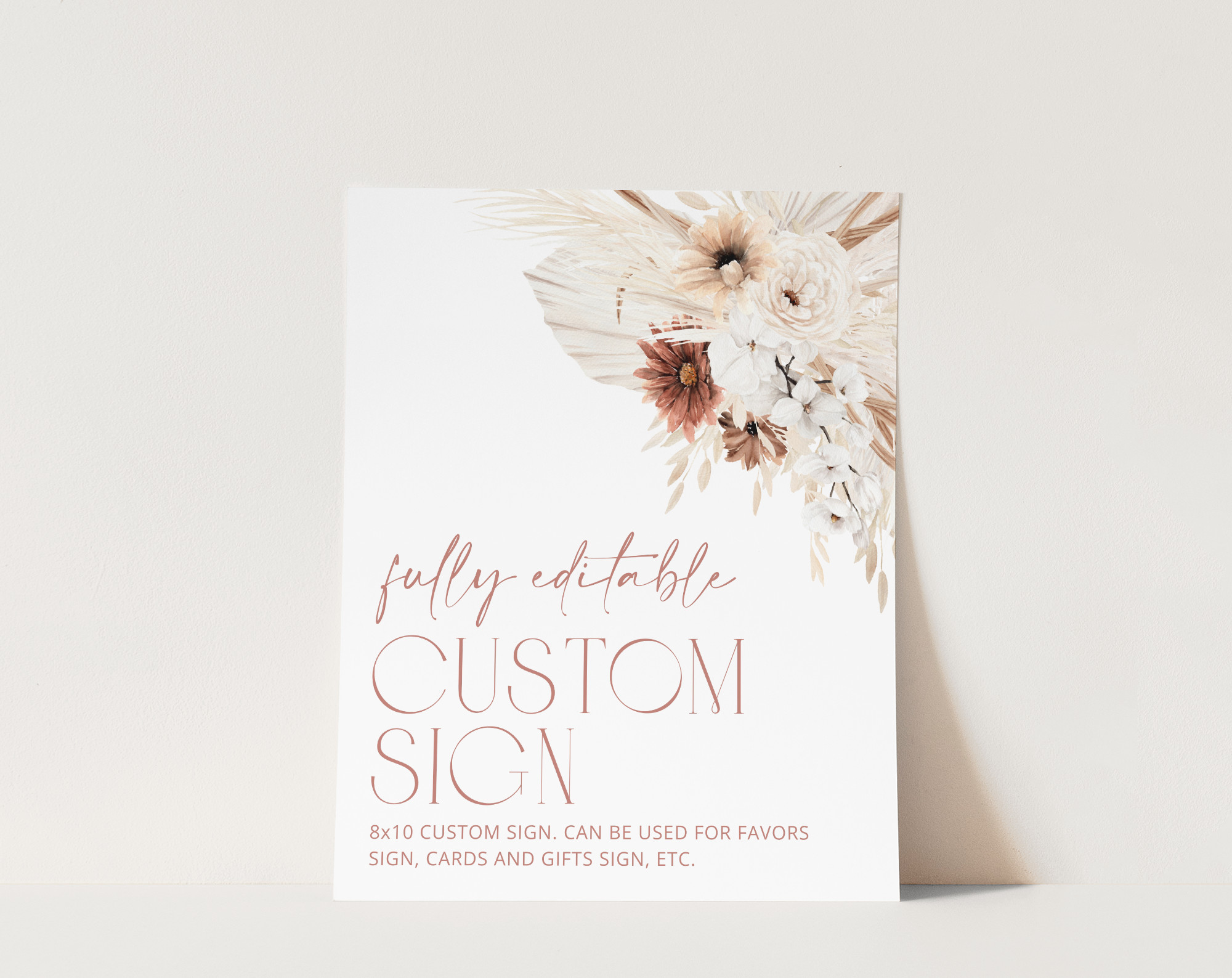 Pampas Grass Terracotta Custom Sign, Bridal Shower Sign, Printable File, Edit Yourself, SH13