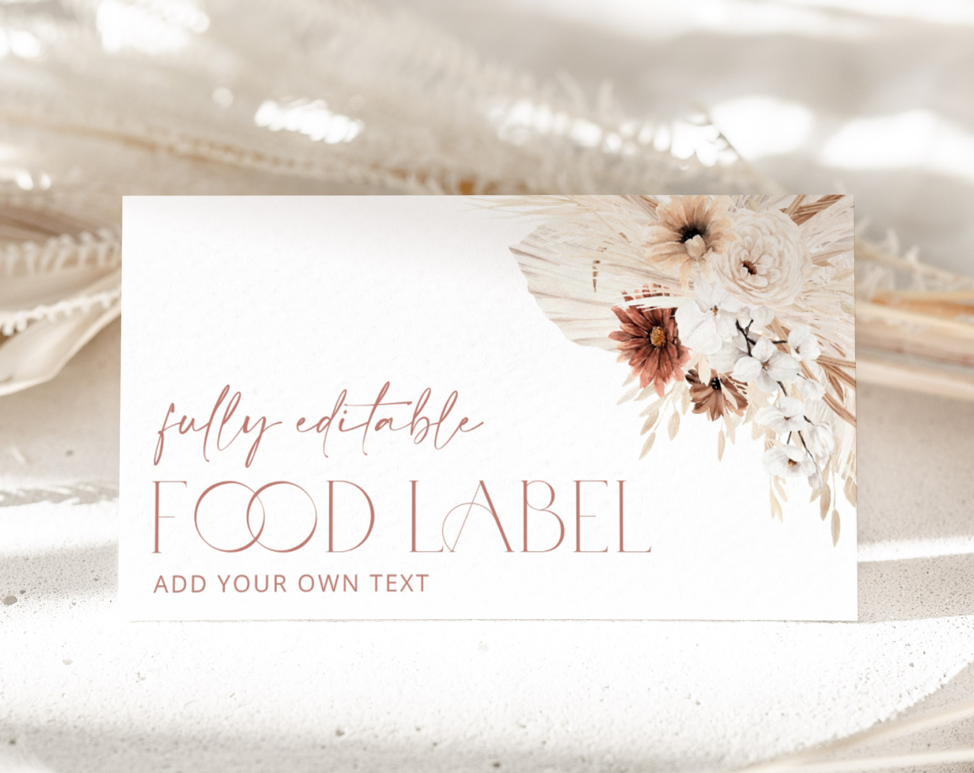 Pampas Grass Terracotta Food Label, Bridal Shower Decoration, Printable File, Edit Yourself, SH13 Pampas Grass Terracotta Food Label, Bridal Shower Decoration, Printable File, Edit Yourself, SH13