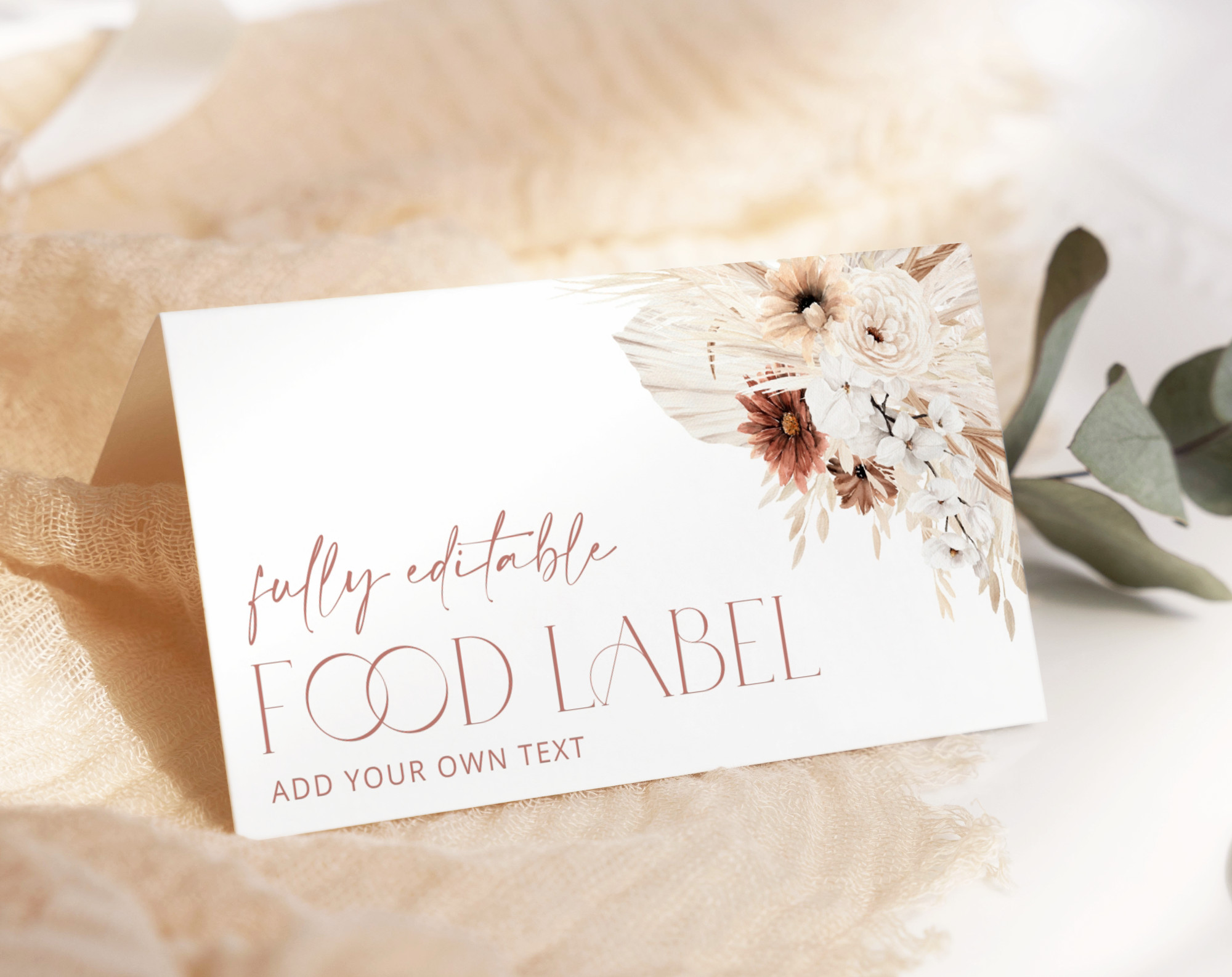 Pampas Grass Terracotta Food Label, Bridal Shower Decoration, Printable File, Edit Yourself, SH13 Pampas Grass Terracotta Food Label, Bridal Shower Decoration, Printable File, Edit Yourself, SH13