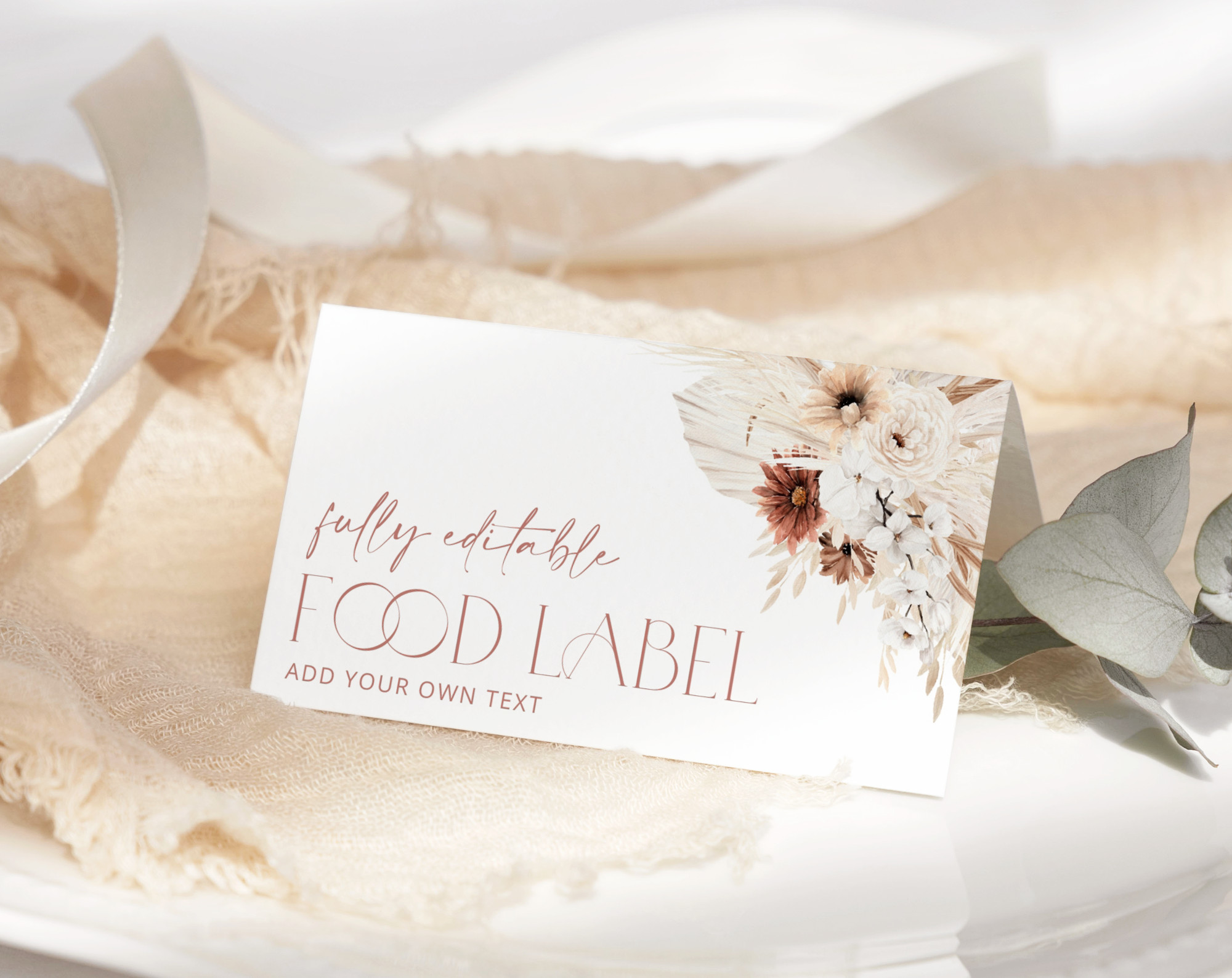 Pampas Grass Terracotta Food Label, Bridal Shower Decoration, Printable File, Edit Yourself, SH13 Pampas Grass Terracotta Food Label, Bridal Shower Decoration, Printable File, Edit Yourself, SH13