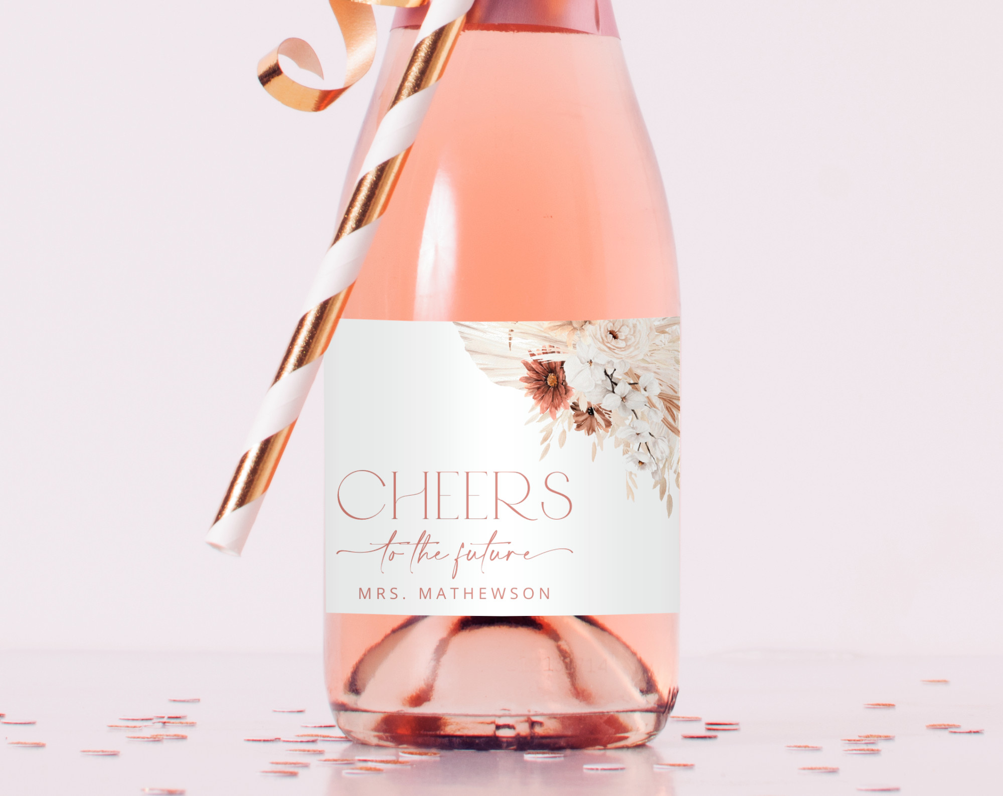 Pampas Grass Terracotta Mini Champagne Labels, Bridal Shower Decoration, Printable File, Edit Yourself, SH13 Pampas Grass Terracotta Mini Champagne Labels, Bridal Shower Decoration, Printable File, Edit Yourself, SH13