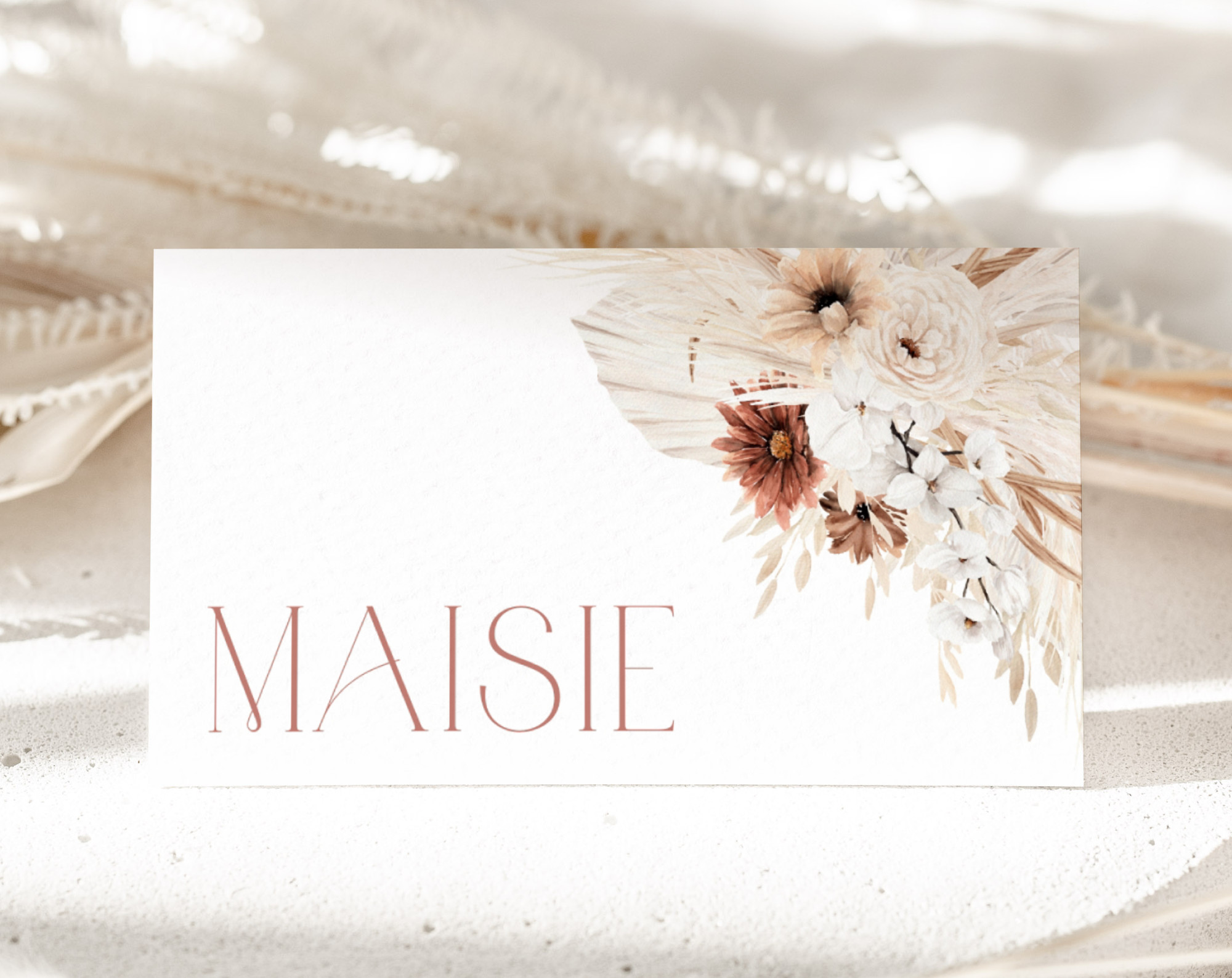 Pampas Grass Terracotta Place Card, Bridal Shower Stationery, Printable File, Edit Yourself, SH13 Pampas Grass Terracotta Place Card, Bridal Shower Stationery, Printable File, Edit Yourself, SH13