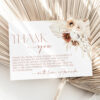 Pampas Grass Terracotta Thank You Card, Bridal Shower Stationery, Printable File, Edit Yourself, SH13 Pampas Grass Terracotta Thank You Card, Bridal Shower Stationery, Printable File, Edit Yourself, SH13