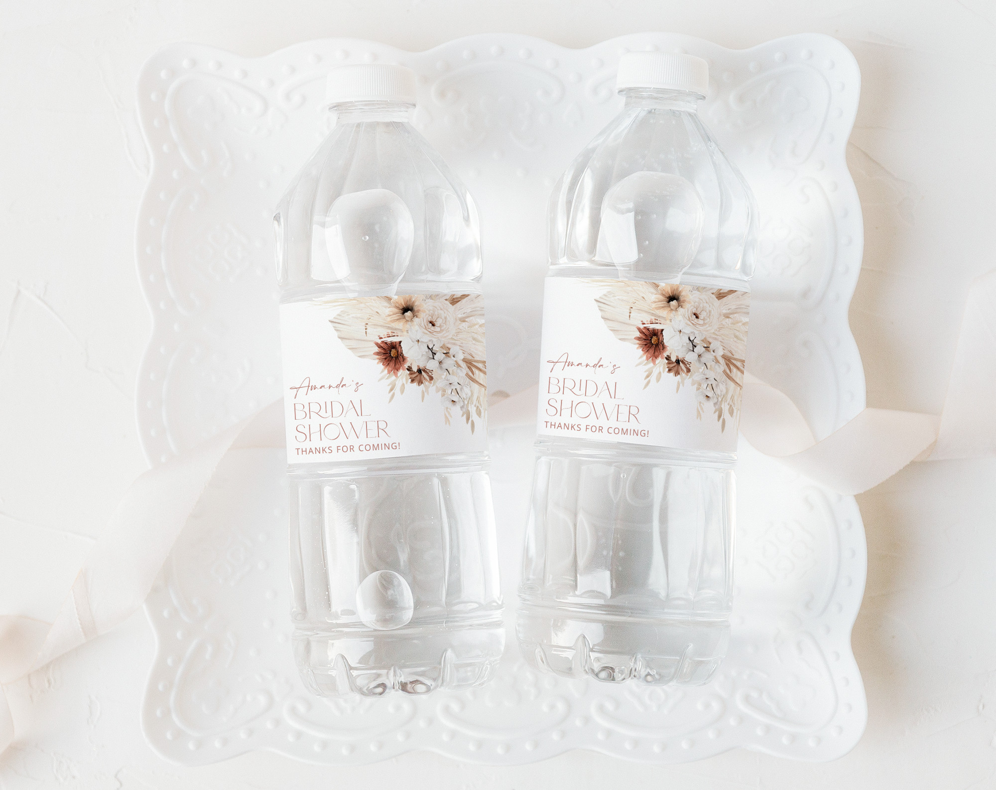 Pampas Grass Terracotta Water Bottle Labels, Bridal Shower Decoration, Printable File, Edit Yourself, SH13 Pampas Grass Terracotta Water Bottle Labels, Bridal Shower Decoration, Printable File, Edit Yourself, SH13