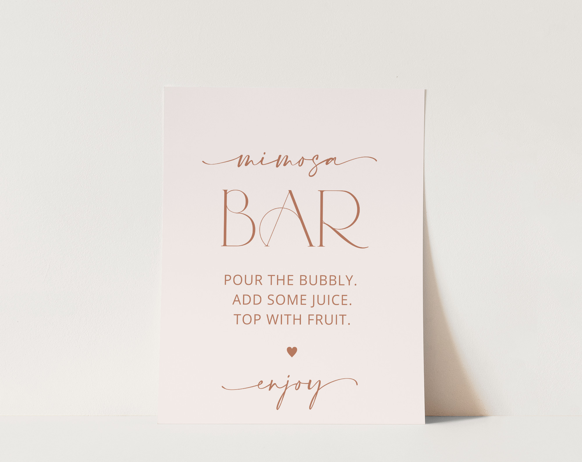 Minimal Boho Mimosa Bar Sign, Bridal Shower Sign, Printable File, Edit Yourself, SH21