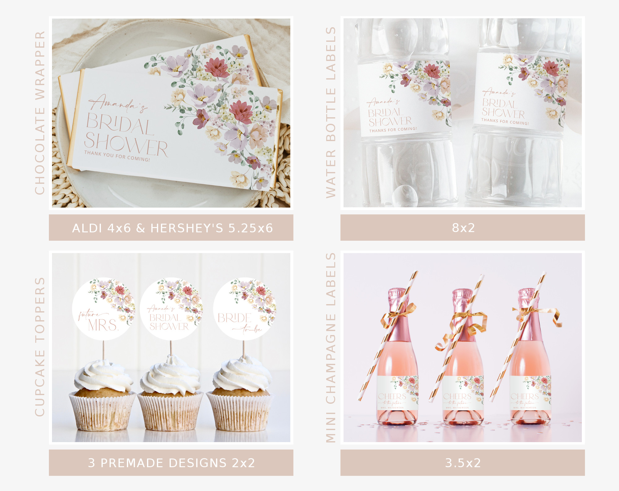 Colorful Flowers Bridal Shower Bundle, Printable File, Edit Yourself, SH40 Colorful Flowers Bridal Shower Bundle, Printable File, Edit Yourself, SH40