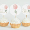 Pink Balloon Cupcake Toppers, Baby Shower Decoration, Girl Baby Shower, Printable File, Edit Yourself, SH14