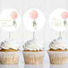 Pink Balloon Cupcake Toppers, Baby Shower Decoration, Girl Baby Shower, Printable File, Edit Yourself, SH14