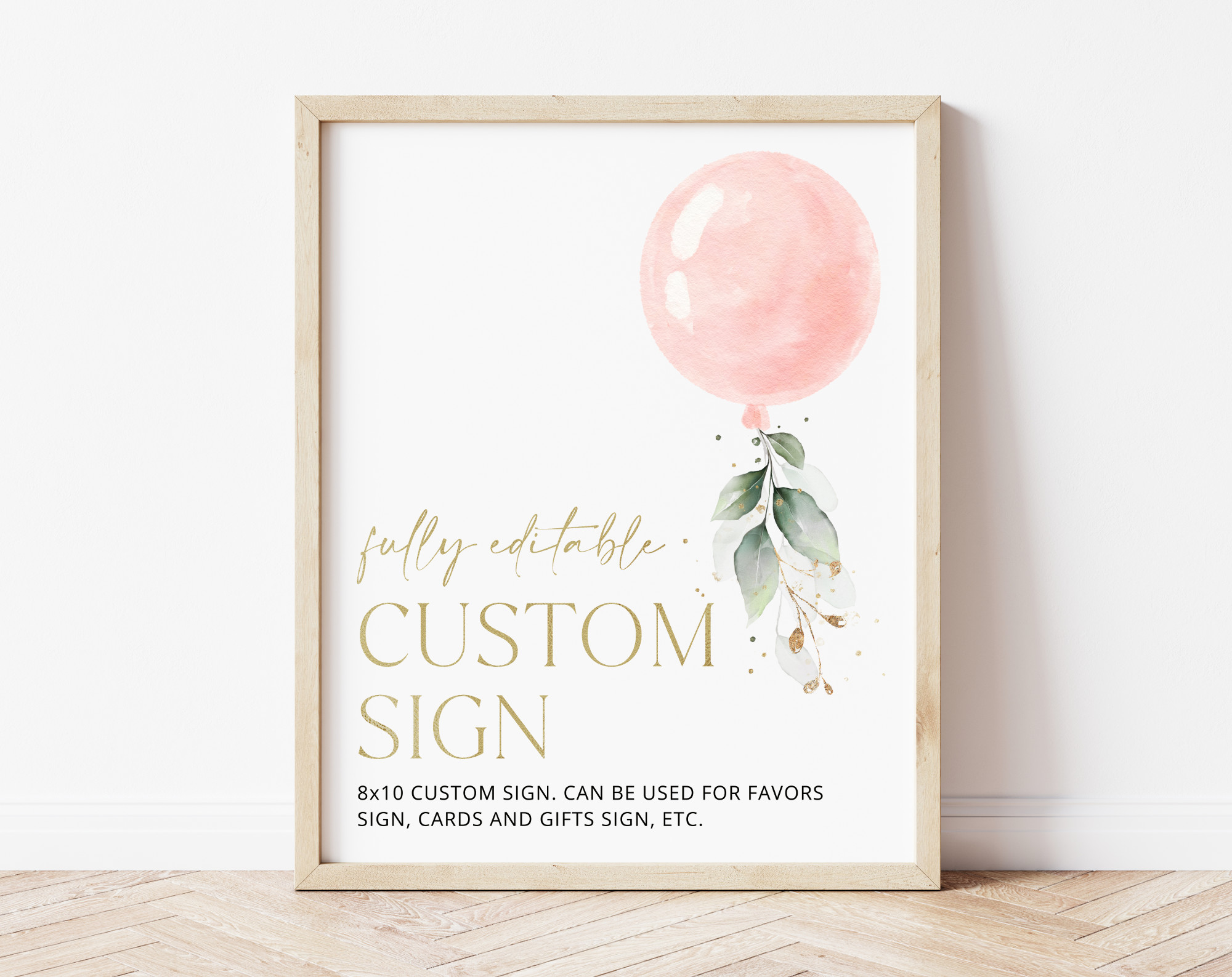 Pink Balloon Custom Sign, Baby Shower Sign, Girl Baby Shower, Printable File, Edit Yourself, SH14 Pink Balloon Custom Sign, Baby Shower Sign, Girl Baby Shower, Printable File, Edit Yourself, SH14