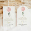 Pink Balloon Favor Tags, Gift Tags, Party Tags, Girl Baby Shower, Printable File, Edit Yourself, SH14