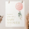 Pink Balloon Welcome Sign, Baby Shower Sign, Girl Baby Shower, Printable File, Edit Yourself, SH14