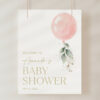 Pink Balloon Welcome Sign, Baby Shower Sign, Girl Baby Shower, Printable File, Edit Yourself, SH14