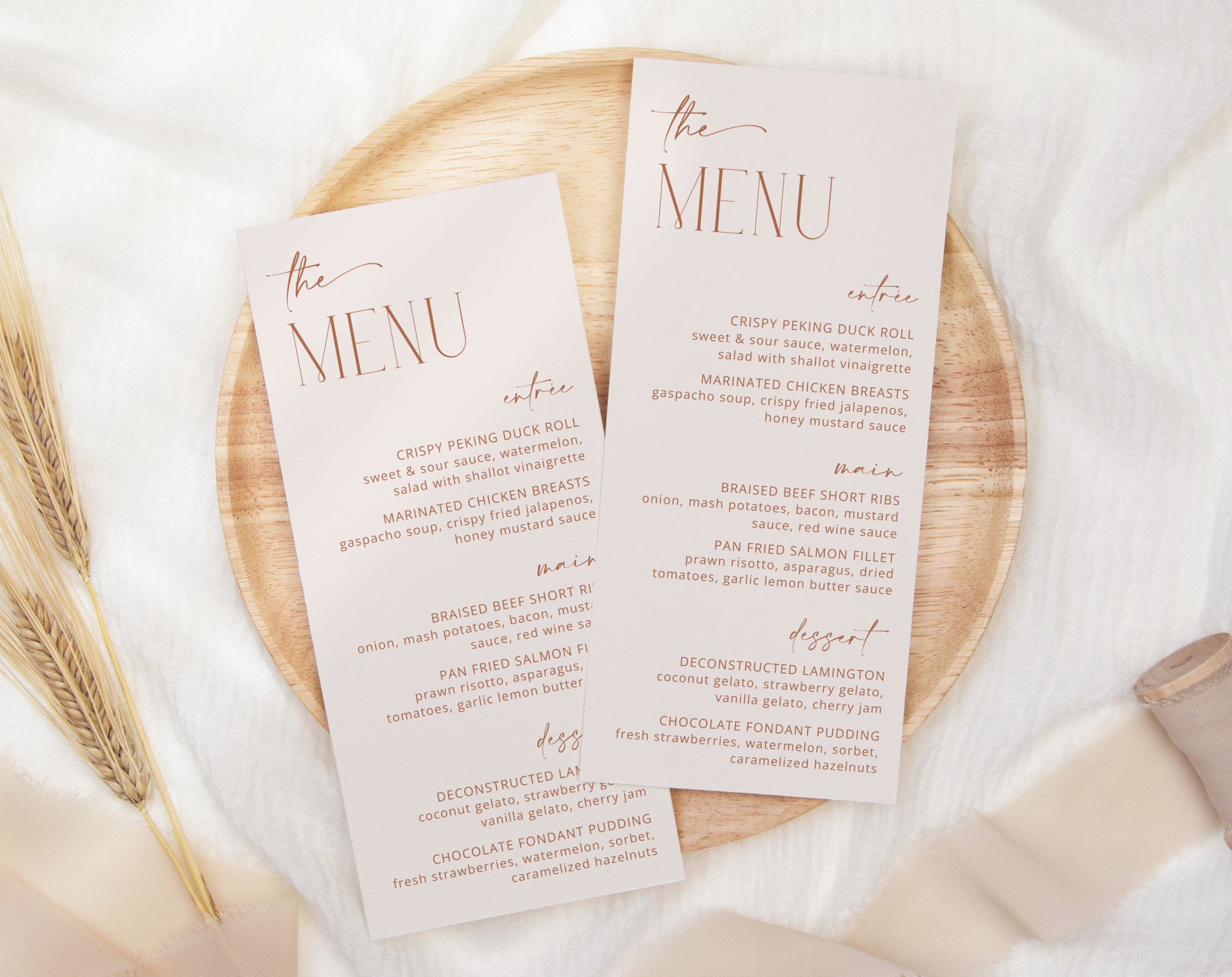 Minimal Boho Menu, Bridal Shower Stationery, Printable File, Edit Yourself, SH21