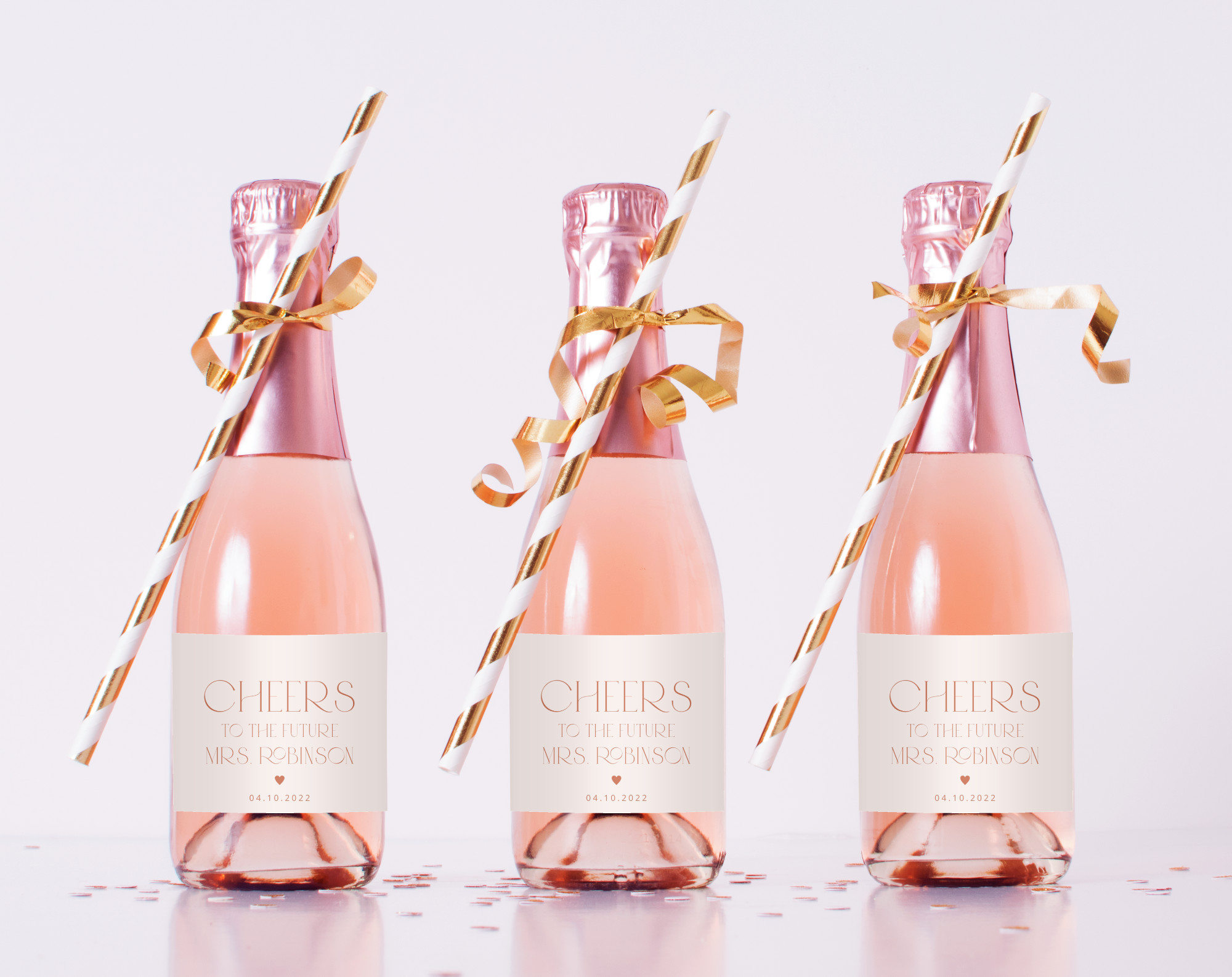 Minimal Boho Mini Champagne Labels, Bridal Shower Decoration, Printable File, Edit Yourself, SH21