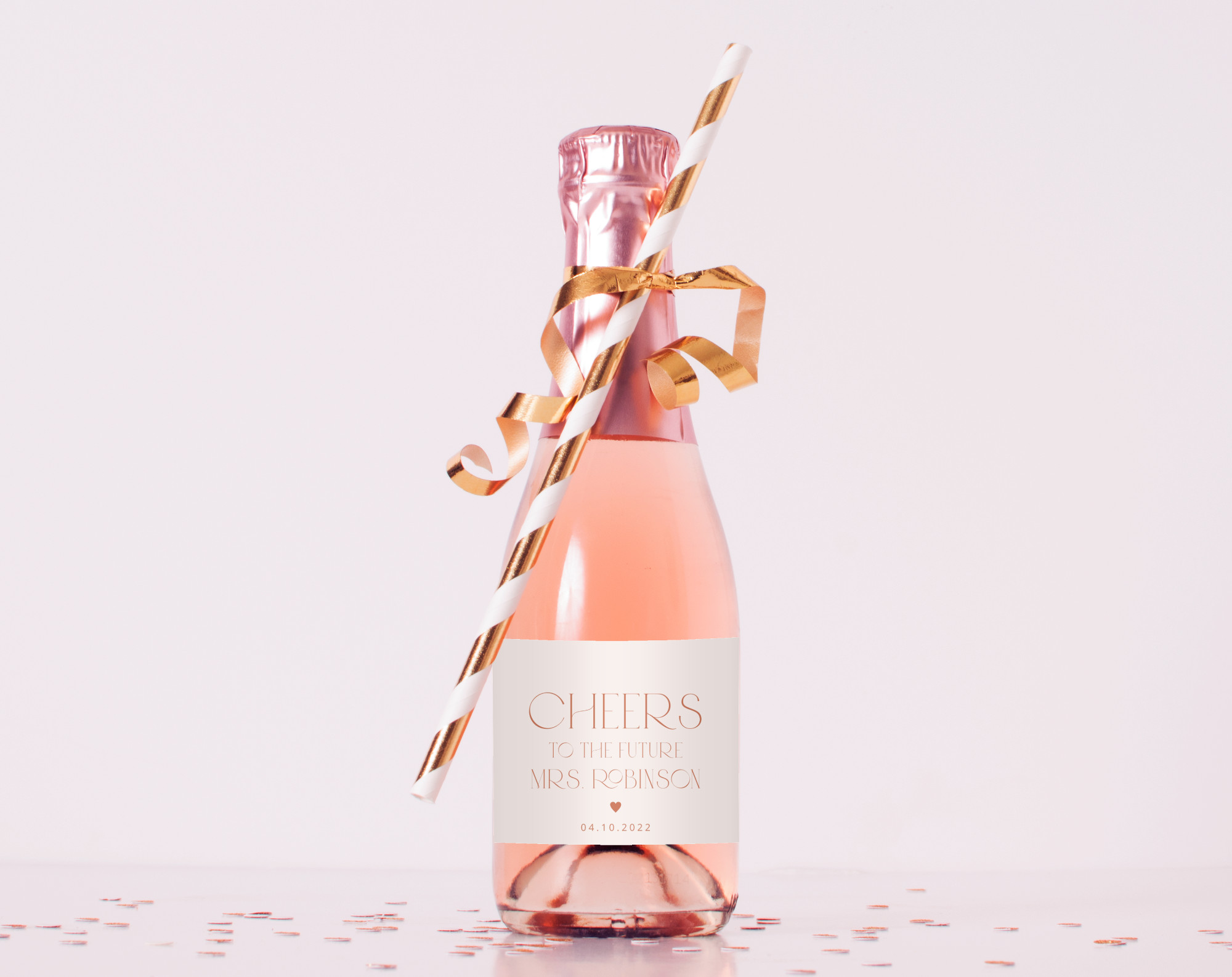 Minimal Boho Mini Champagne Labels, Bridal Shower Decoration, Printable File, Edit Yourself, SH21