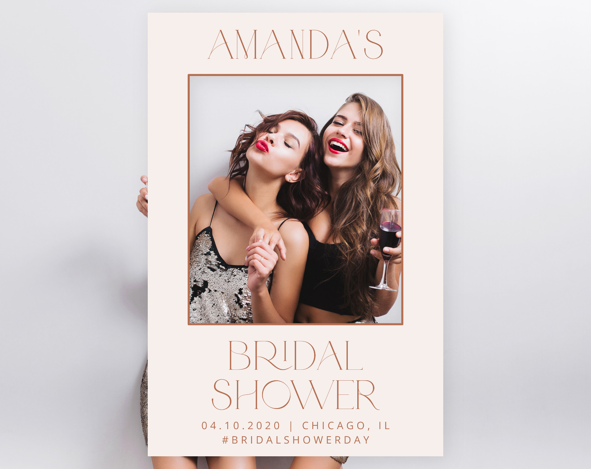 Minimal Boho Photo Booth Frame, Bridal Shower Photo Prop, Printable File, Edit Yourself, SH21