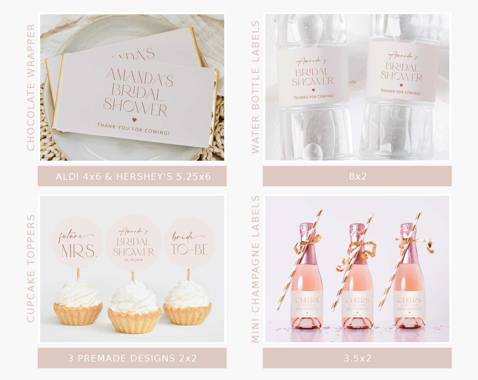 Minimal Boho Bridal Shower Bundle, Printable File, Edit Yourself, SH21