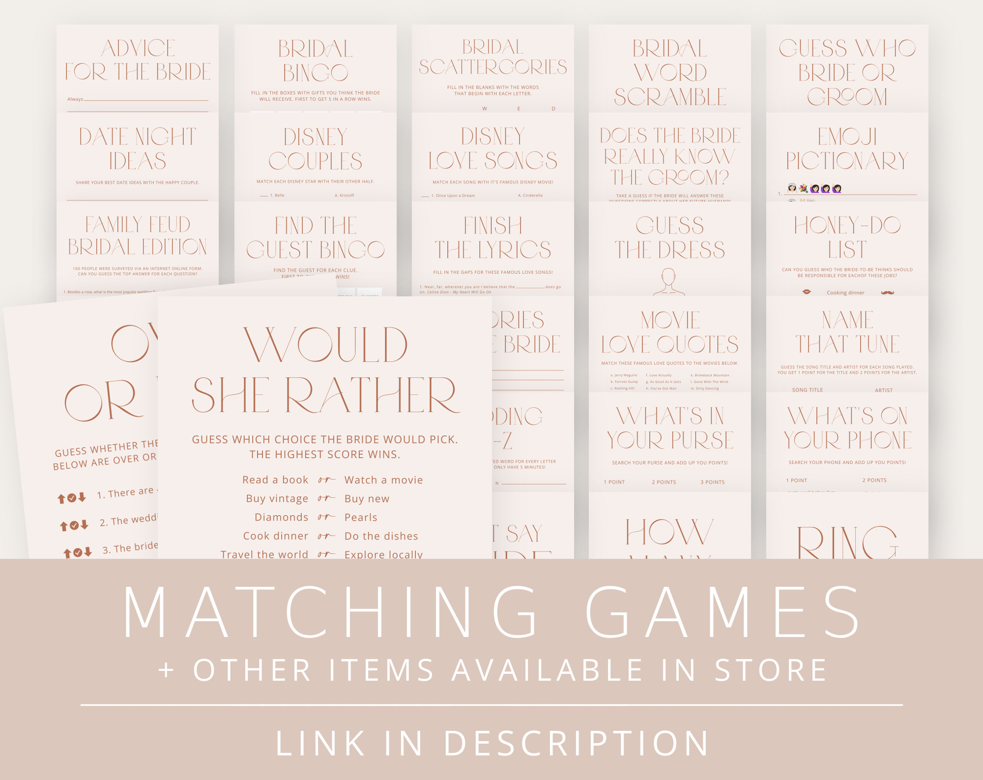Minimal Boho Bridal Shower Games Bundle, Set of 30 Games, Printable File, Edit Yourself, SH21 Minimal Boho Bridal Shower Games Bundle, Set of 30 Games, Printable File, Edit Yourself, SH21