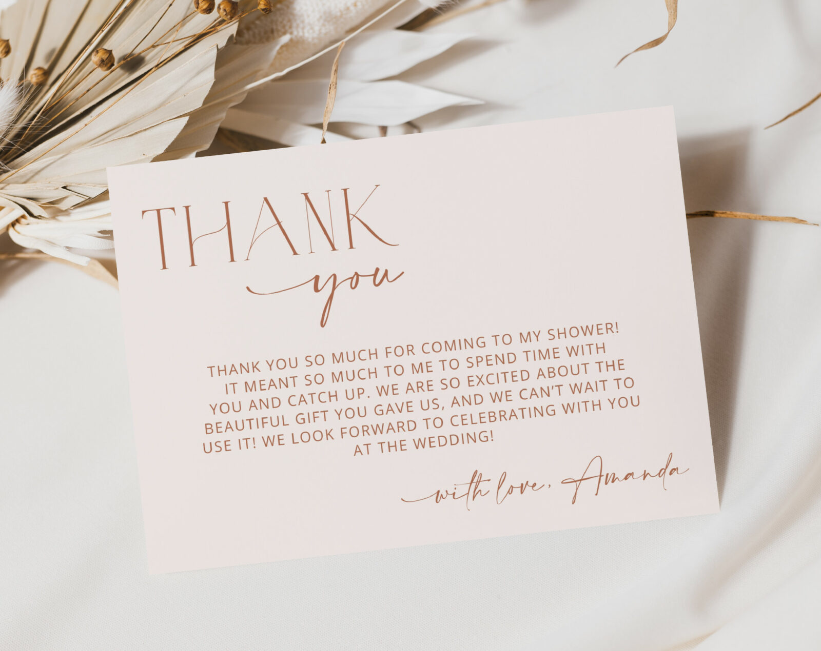 Minimal Boho Thank You Card - Bridal Shower Stationery