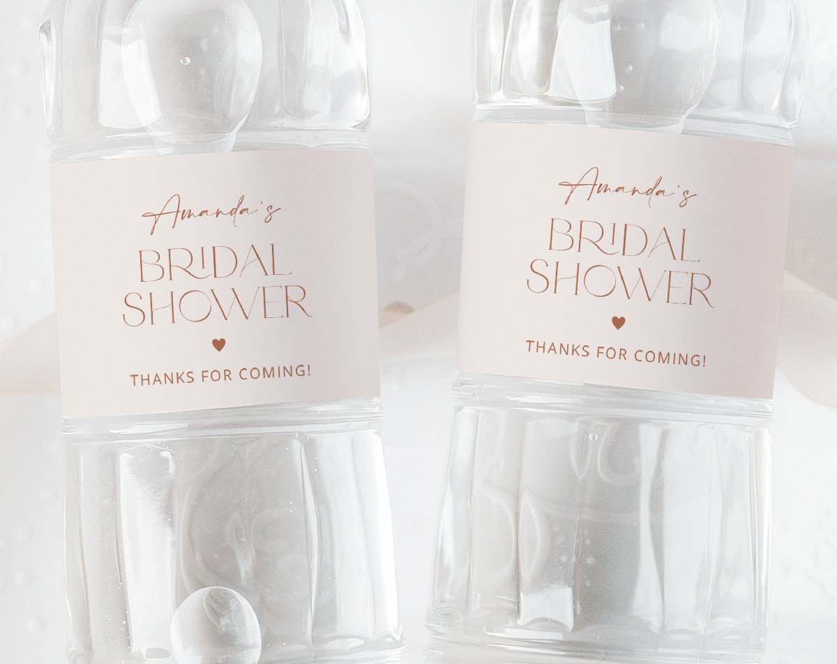 Minimal Boho Water Bottle Labels, Bridal Shower Decoration, Printable File, Edit Yourself, SH21