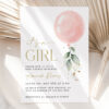 Pink Balloon Baby Shower Invitation, Girl Baby Shower, Printable File, Edit Yourself, SH14