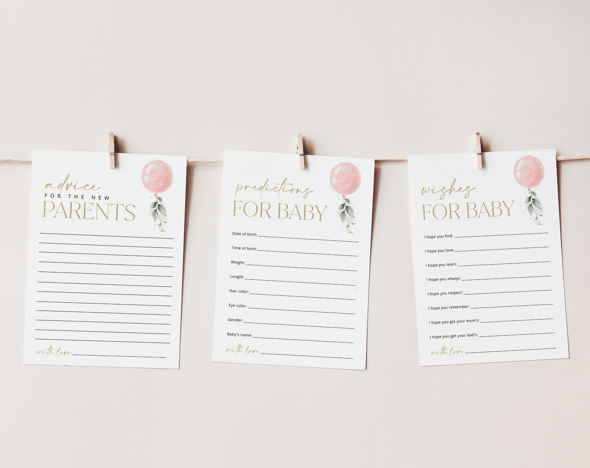 Pink Balloon Baby Shower Games, Set of 3 Games, Advice Predictions Wishes, Girl Baby Shower, Printable File, Edit Yourself, SH14 Pink Balloon Baby Shower Games, Set of 3 Games, Advice Predictions Wishes, Girl Baby Shower, Printable File, Edit Yourself, SH14