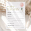 Pink Balloon Baby Shower Games, Set of 3 Games, Advice Predictions Wishes, Girl Baby Shower, Printable File, Edit Yourself, SH14
