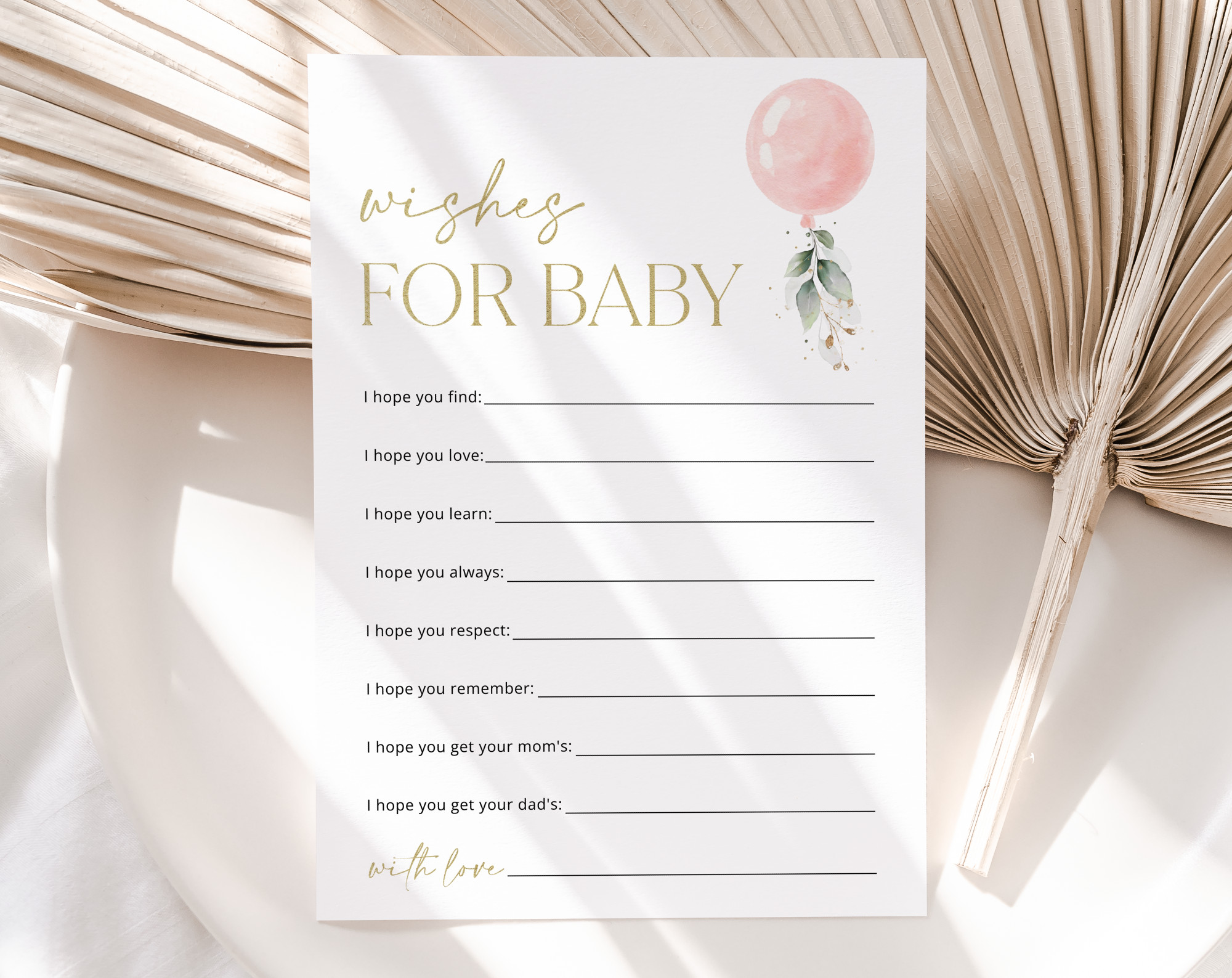 Pink Balloon Baby Shower Games, Set of 3 Games, Advice Predictions Wishes, Girl Baby Shower, Printable File, Edit Yourself, SH14