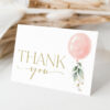 Pink Balloon Thank You Card, Girl Baby Shower, Printable File, Edit Yourself, SH14