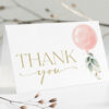 Pink Balloon Thank You Card, Girl Baby Shower, Printable File, Edit Yourself, SH14