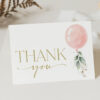 Pink Balloon Thank You Card, Girl Baby Shower, Printable File, Edit Yourself, SH14