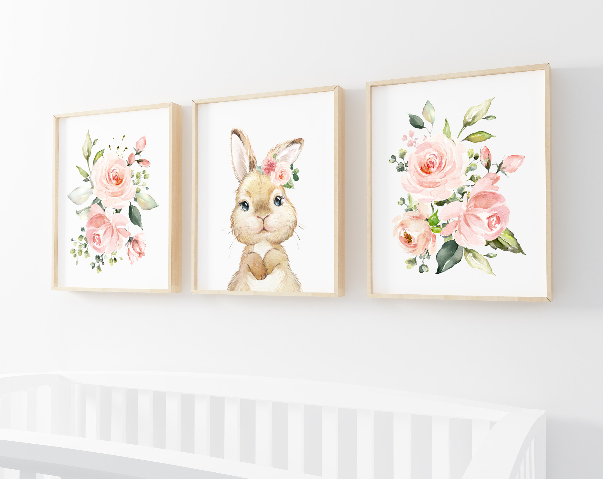 Cute Bunny Pink Flowers Nursery Wall Art, Nursery Prints, Girl Nursery Decor, Printable File, SH05 Cute Bunny Pink Flowers Nursery Wall Art, Nursery Prints, Girl Nursery Decor, Printable File, SH05