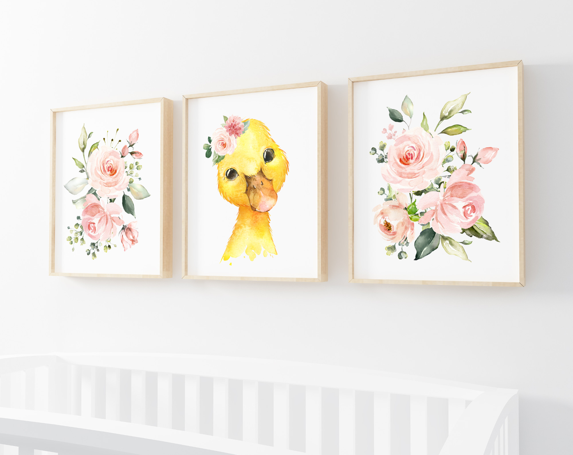 Pink Flowers Duck Nursery Prints, Farm Animals, Nursery Wall Art, Girl Nursery Decor, Printable File, SH06 Pink Flowers Duck Nursery Prints, Farm Animals, Nursery Wall Art, Girl Nursery Decor, Printable File, SH06