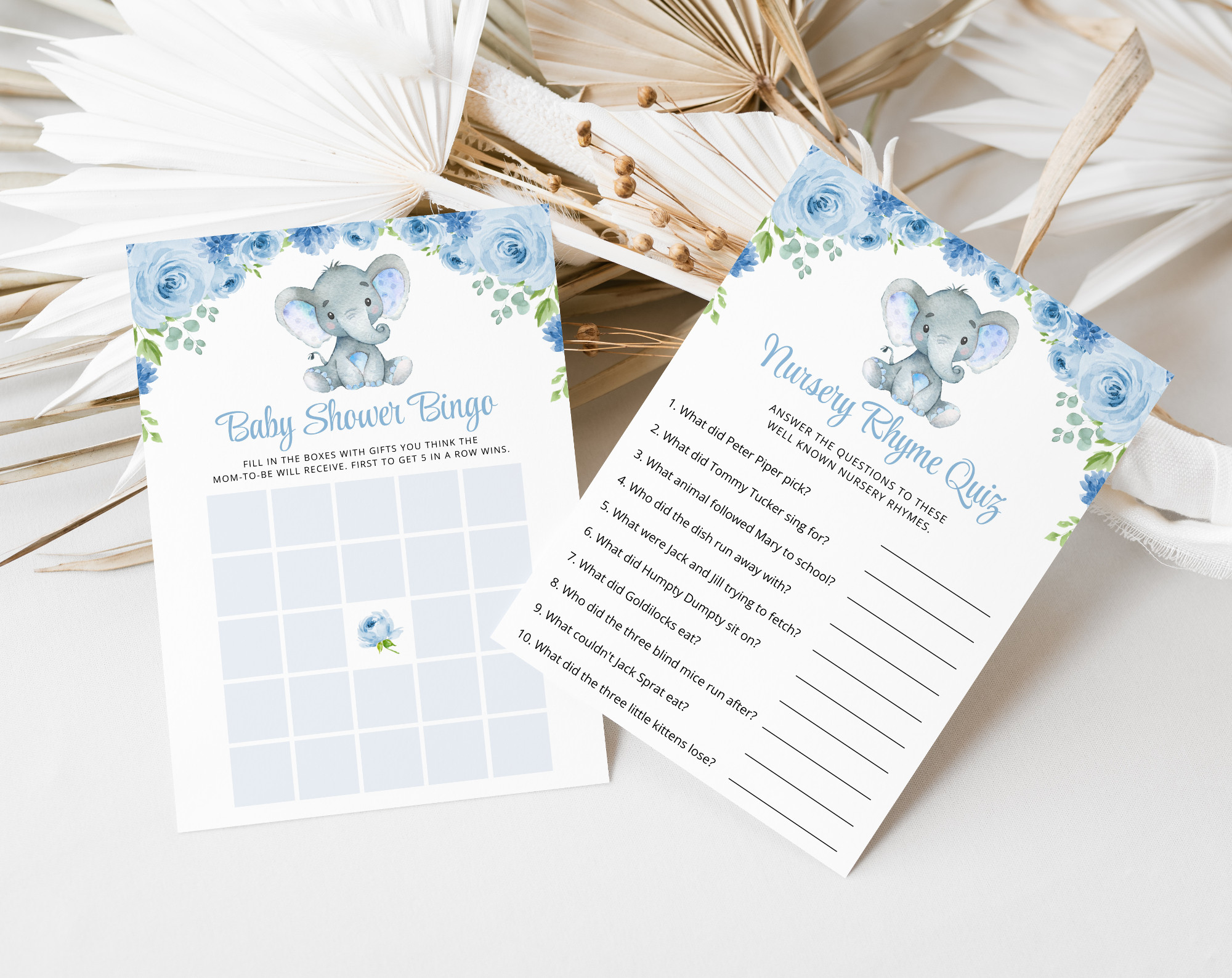 Baby Elephant Baby Shower Games Bundle, Set of 35 Games, Boy Baby Shower, Printable File, Edit Yourself, SH08