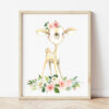 Pink Flowers Baby Woodland Animals Nursery Prints, Nursery Wall Art, Girl Nursery Decor, Printable File, SH09