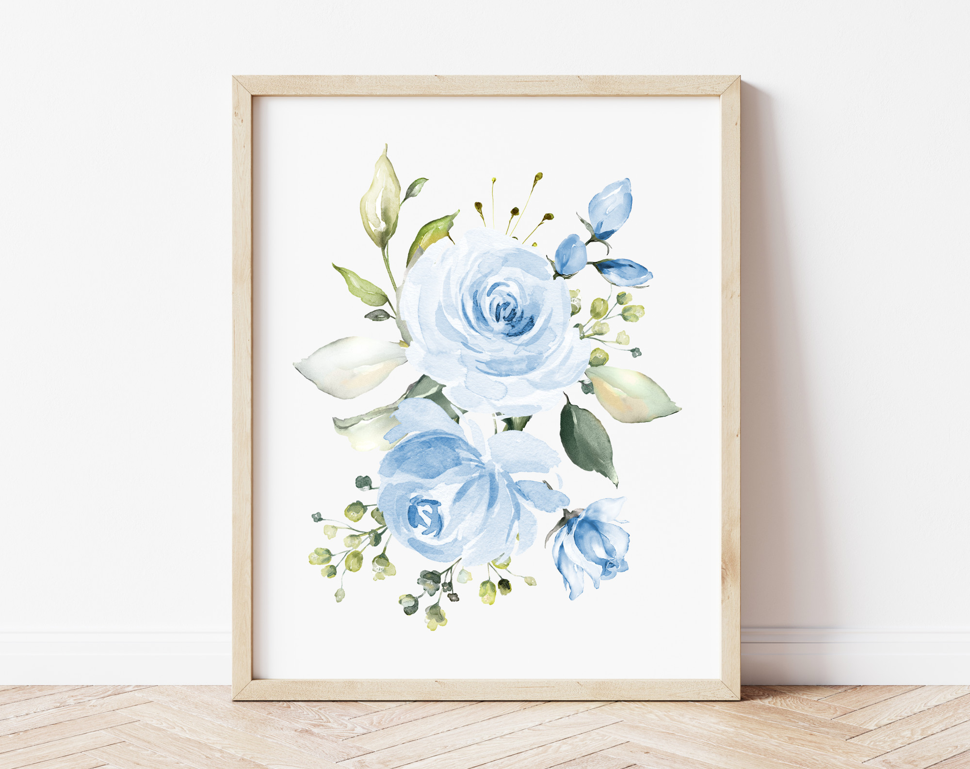 Blue Flowers Nursery Prints, Nursery Wall Art, Boy Nursery Decor, Printable File, SH10