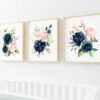 Navy and Blush Flowers Nursery Prints, Nursery Wall Art, Gender Neutral Nursery, Printable File, SH10 Navy and Blush Flowers Nursery Prints, Nursery Wall Art, Gender Neutral Nursery, Printable File, SH10