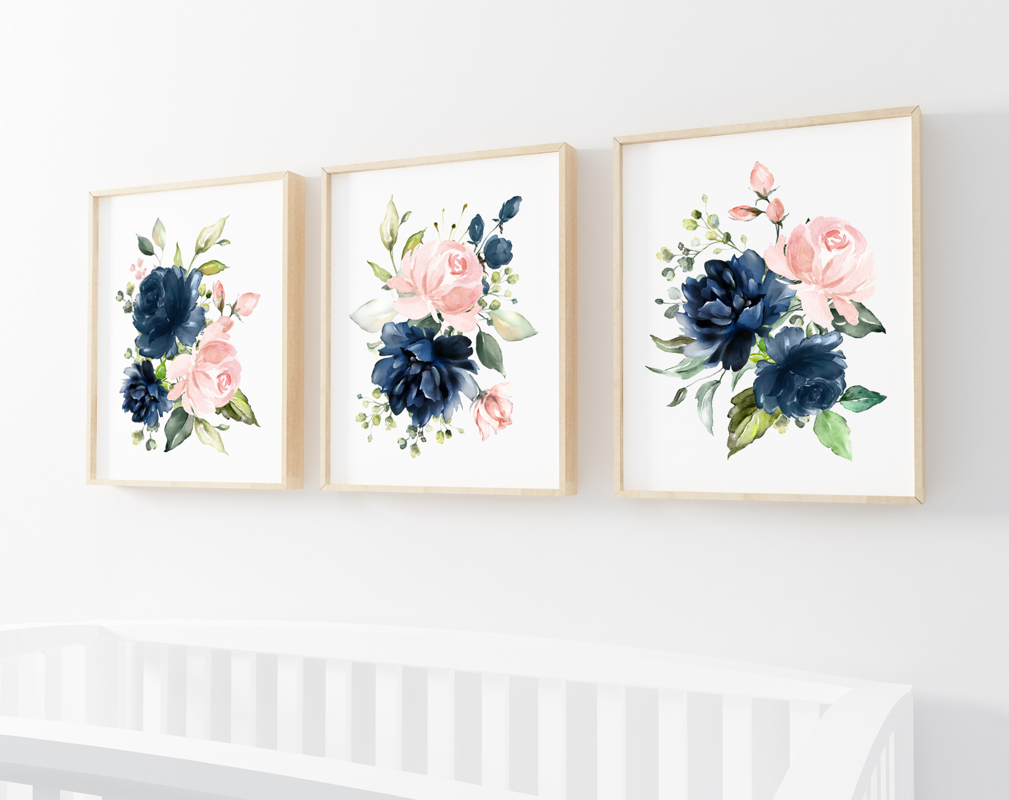 Navy and Blush Flowers Nursery Prints, Nursery Wall Art, Gender Neutral Nursery, Printable File, SH10 Navy and Blush Flowers Nursery Prints, Nursery Wall Art, Gender Neutral Nursery, Printable File, SH10